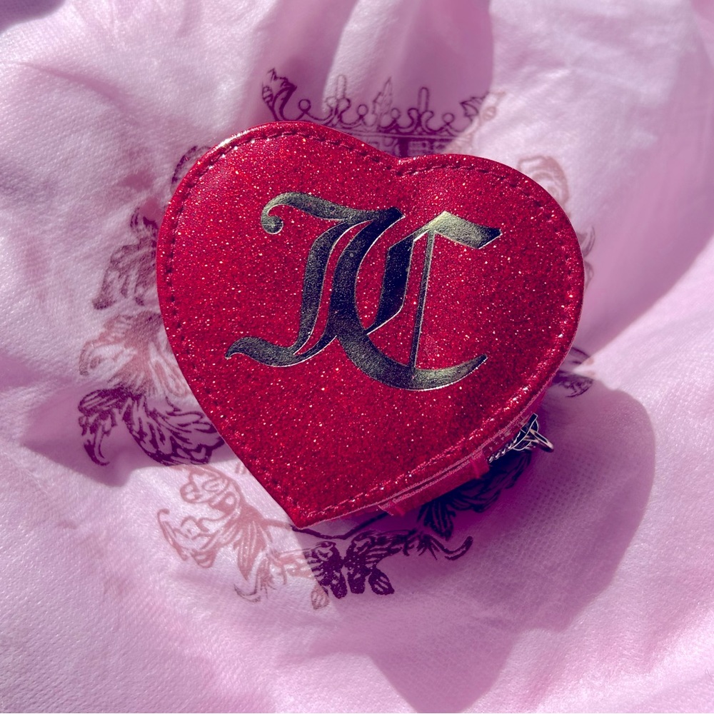 Juicy Couture heart shaped mini mirrored jewelry box w/ random JC jewelry ❤️👑💎